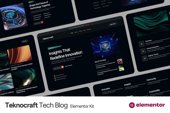 Teknocraft - Dark Theme Technology Blog Template Kit