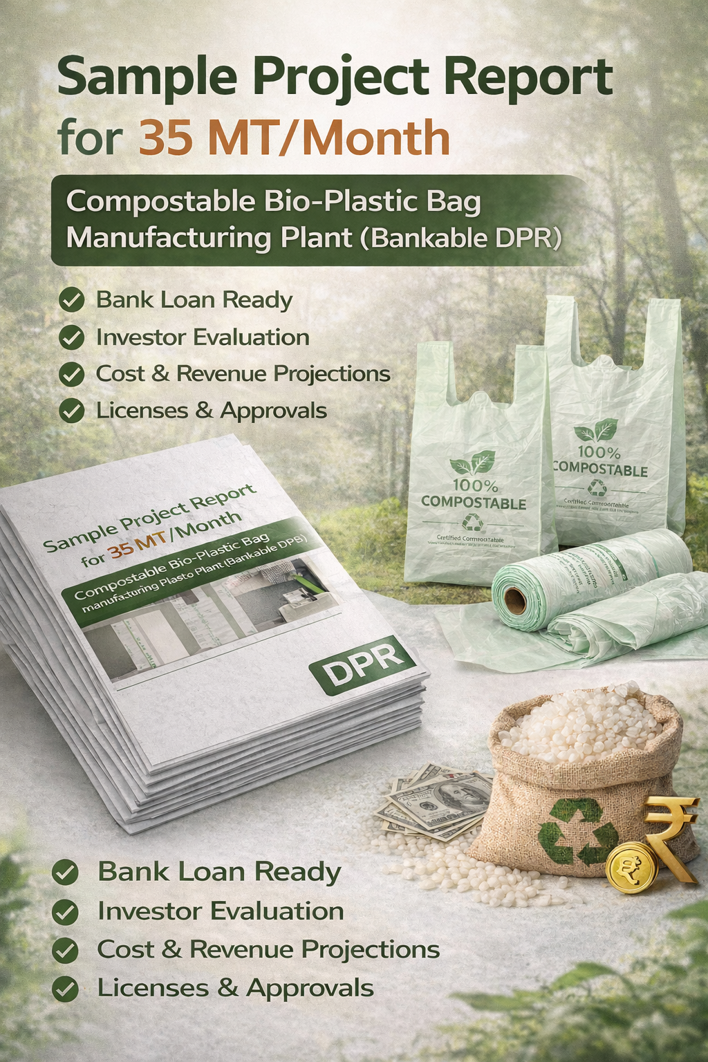 Sample Project Report for 35 MT/Month Compostable Bio-Plastic Bag Manufacturing Plant (Bankable DPR)